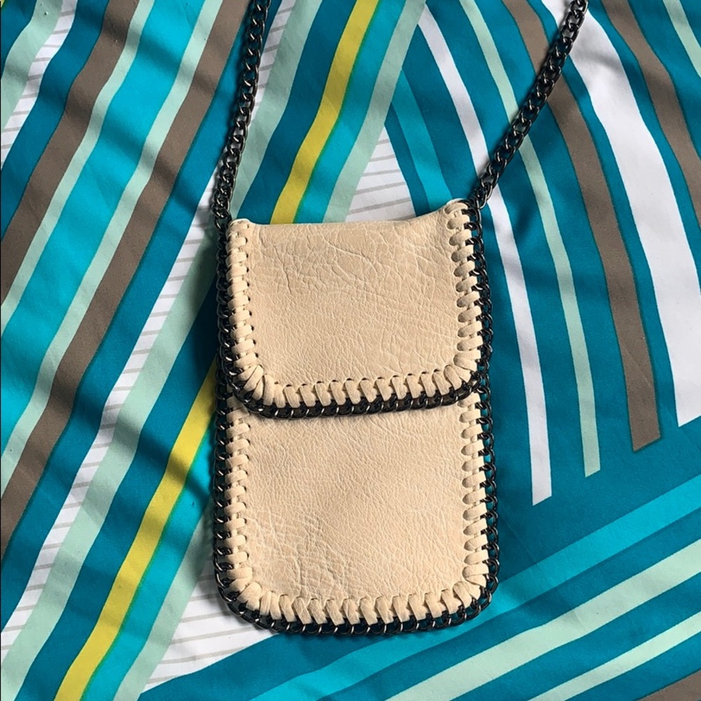 White/cream leather phone/wallet mini purse